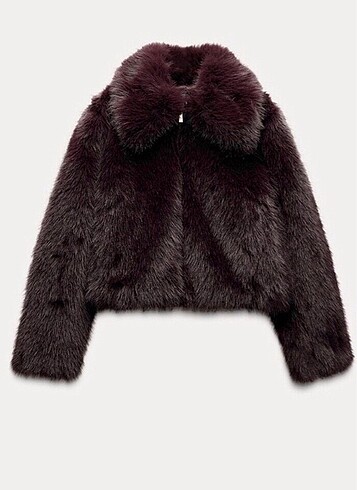 Zara viral kürk bordo etiketli