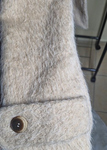 Bej kürk ceket - Görsel 4