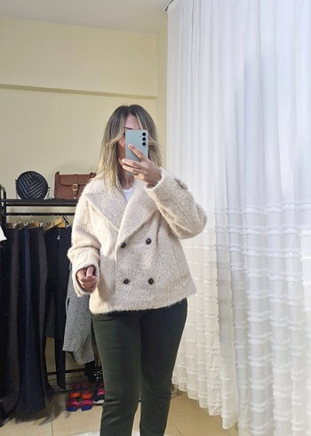 Bej kürk ceket - Görsel 2