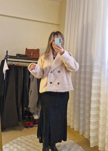 Bej kürk ceket - Görsel 6