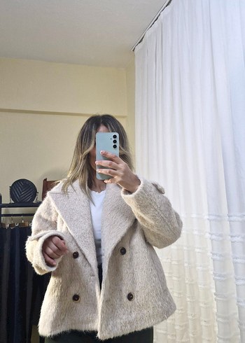 Bej kürk ceket - Görsel 5