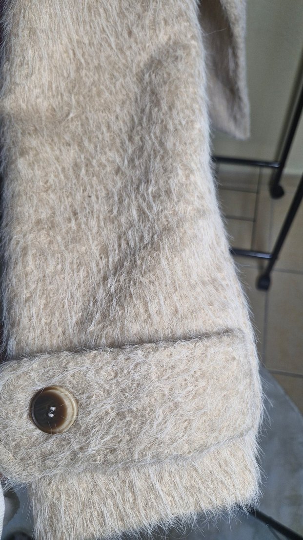 Bej kürk ceket - Görsel 4