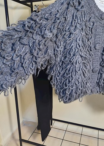 Bohem antrasit  saçaklı Örgü Hırka - Görsel 6