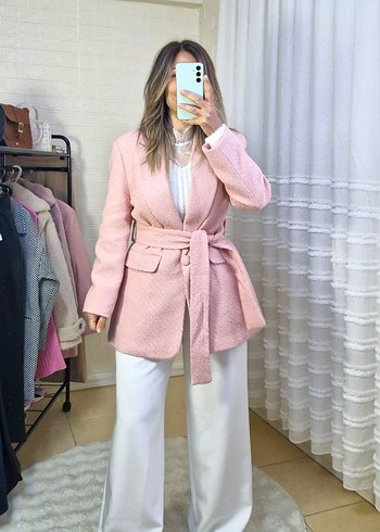 Pembe Kuşaklı Midi Blazer 36.38 bedenler mevcut - Görsel 2