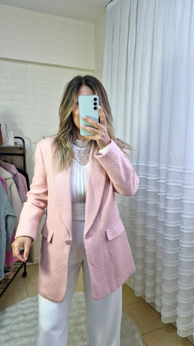 Pembe Kuşaklı Midi Blazer 36.38 bedenler mevcut - Görsel 3