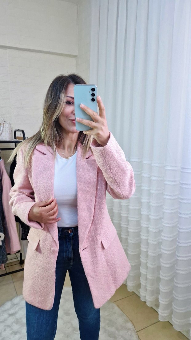 Pembe Kuşaklı Midi Blazer 36.38 bedenler mevcut - Görsel 4
