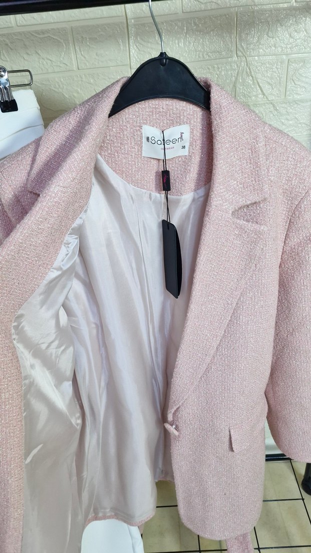 Pembe Kuşaklı Midi Blazer 36.38 bedenler mevcut - Görsel 5