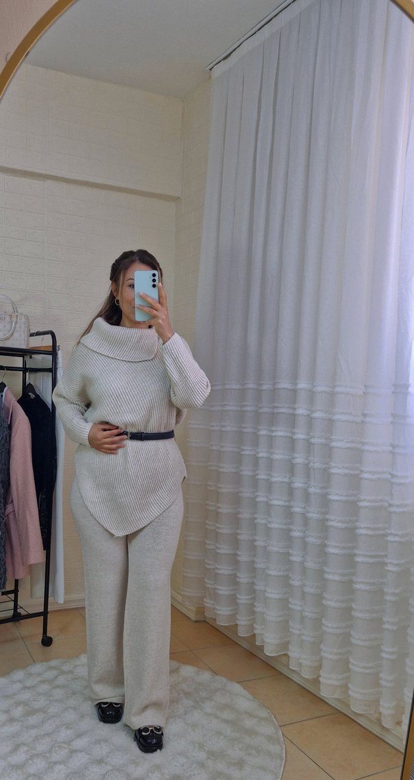 Ekru Renk Triko Takım SM.LXL Bedenler - Görsel 2