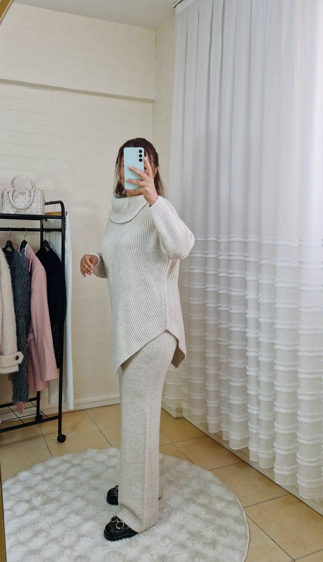 Ekru Renk Triko Takım SM.LXL Bedenler - Görsel 4