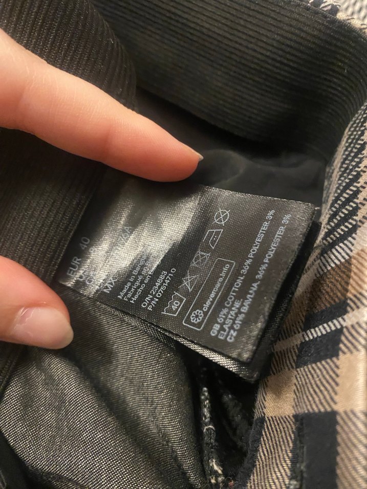 Kahverengi Ekose Kadın Kumaş Pantolon - Görsel 3