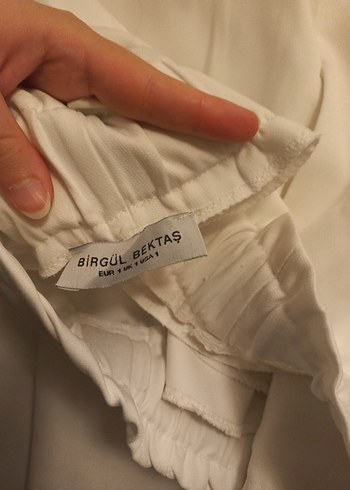 38 Beden Beyaz Kemerli Kadın Krep Kumaş Pantolon