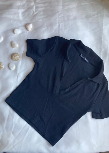 Dilvin Beyaz V Yaka Crop Polo Tişört