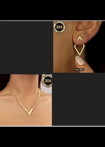 PASLANMAZ ÇELİK KOLYE KÜPE SET