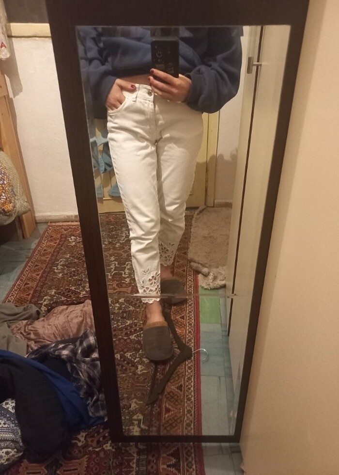 Kadın beyaz pantolon - Görsel 2