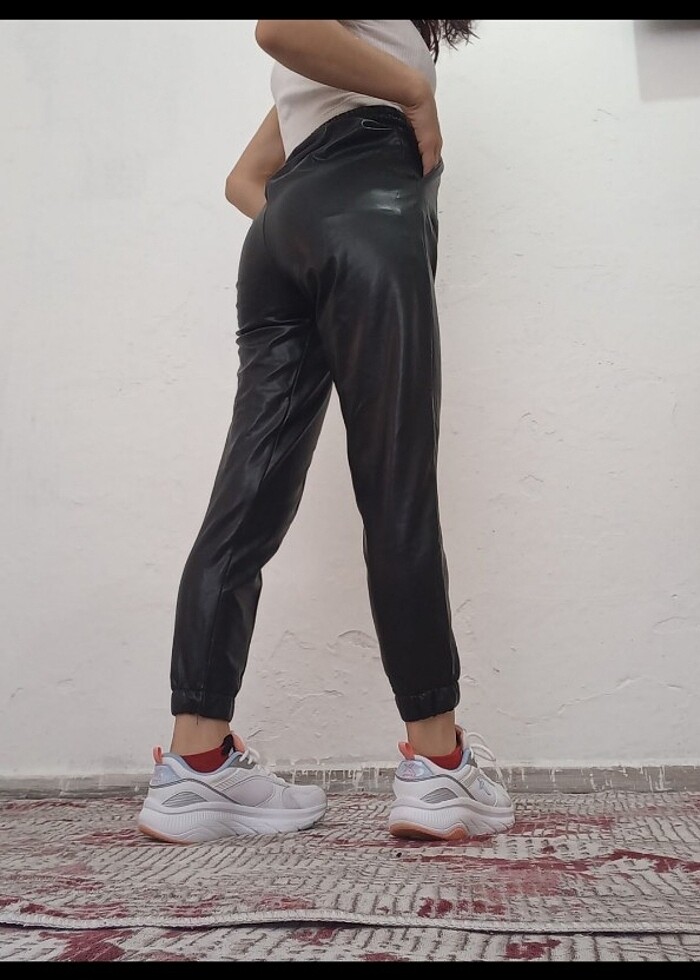 Kadın Deri pantolon siyah  - Görsel 2