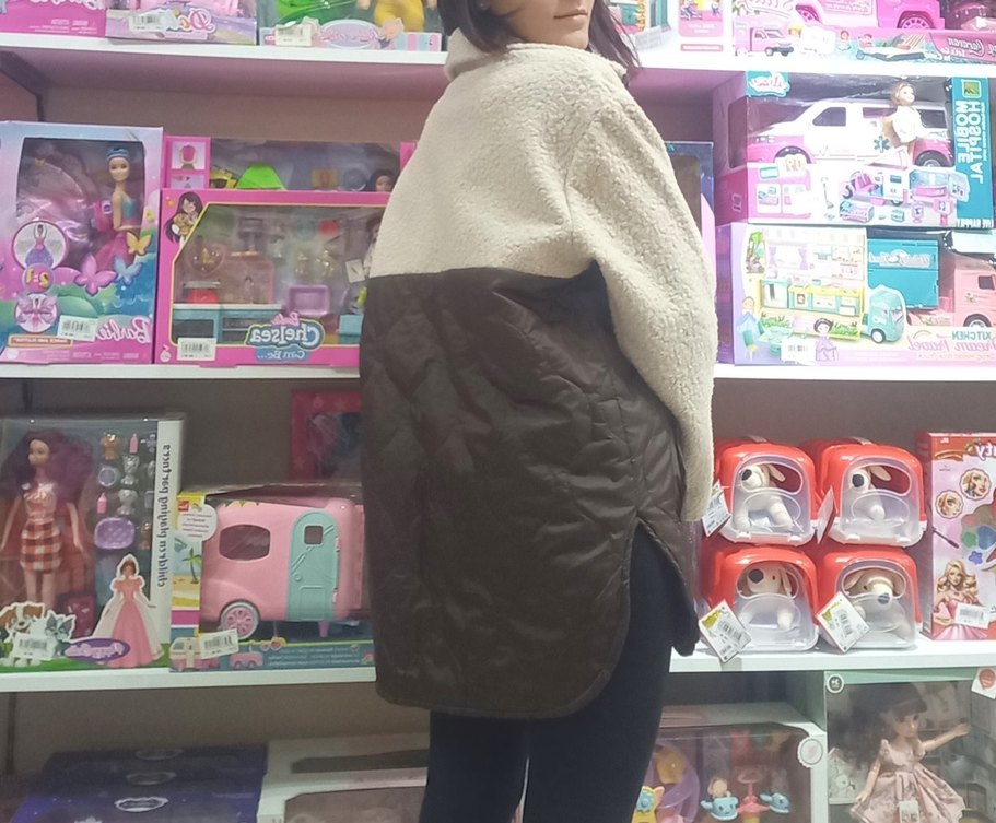 Kahverengi Peluş Detaylı Kadın Kışlık Ceket - Görsel 3