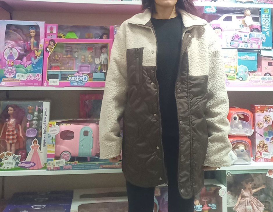 Kahverengi Peluş Detaylı Kadın Kışlık Ceket - Görsel 2