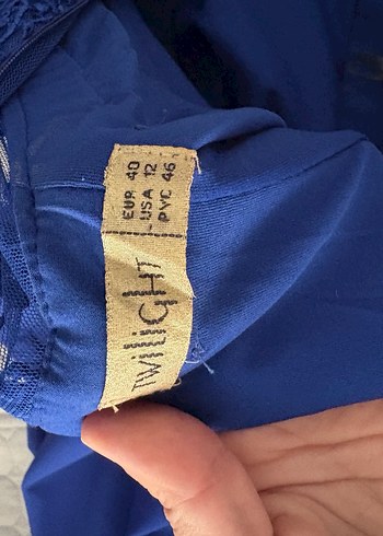 Koyu Mavi Dantel Detaylı midi  Abiye Elbise - Görsel 6