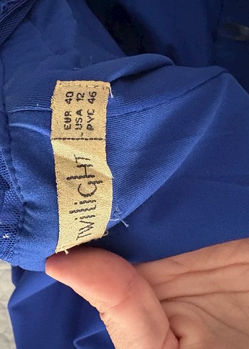 Koyu Mavi Dantel Detaylı midi  Abiye Elbise - Görsel 5