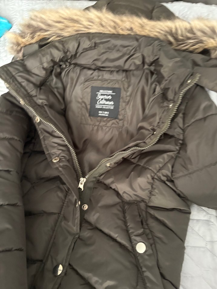 Kürk Detaylı haki yeşil Kadın Kışlık Mont - Görsel 4