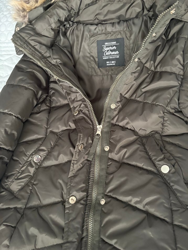 Kürk Detaylı haki yeşil Kadın Kışlık Mont - Görsel 3