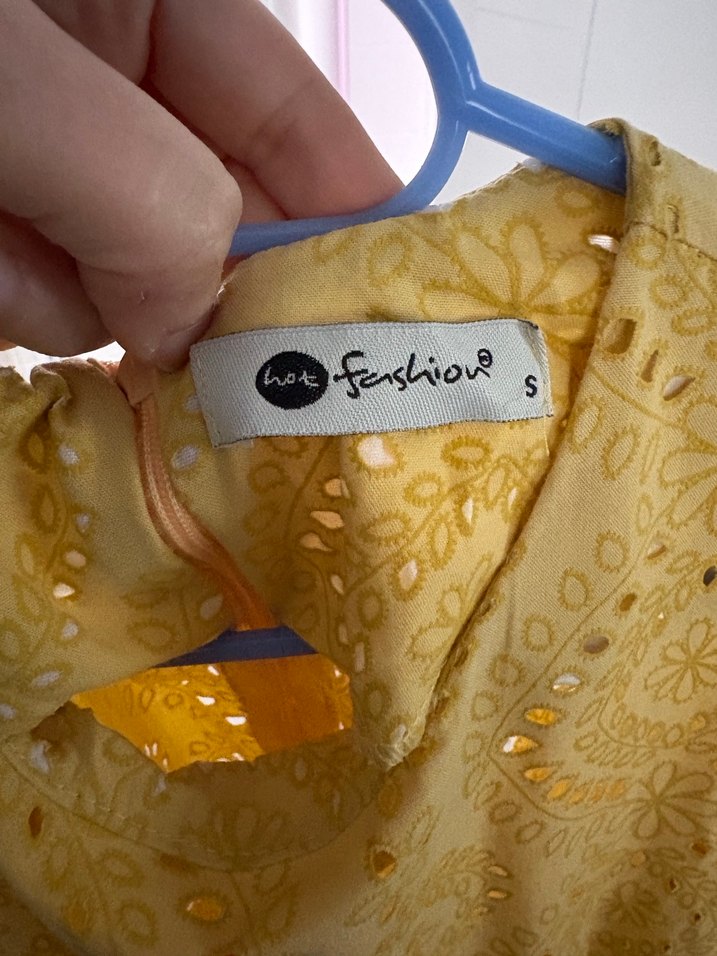 Sarı Nakışlı Uzun Bohem Elbise - Görsel 3