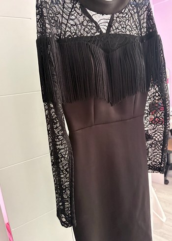 Dantel Detaylı Siyah elbıse - Görsel 2