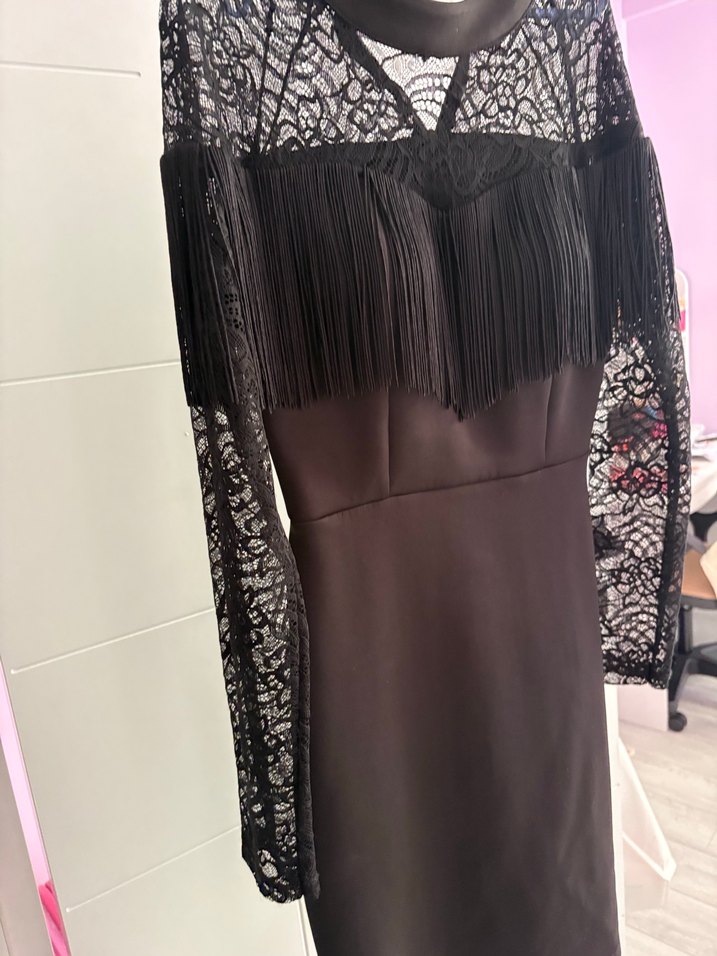 Dantel Detaylı Siyah elbıse - Görsel 2