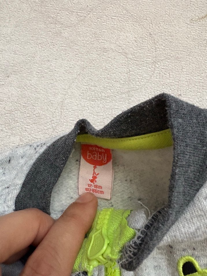 Gri Bebek Tulum Fermuarlı Uzun Kollu - Görsel 2