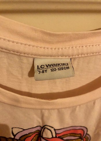 7-8 yaş kız Çocuk Unicorn Figürlü Pembe Elbise - Görsel 3