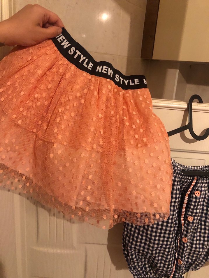 7-8 yaş tütülü etek crop bluz ikili takım kız çocuk - Görsel 2