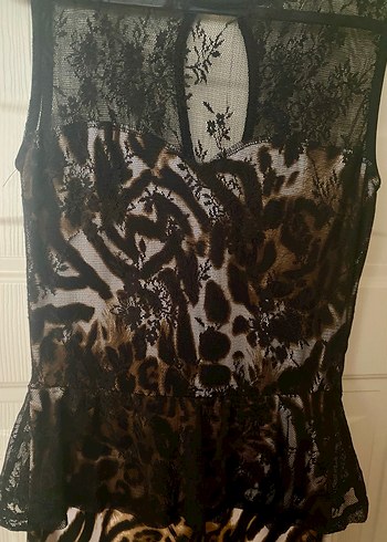 Kadın leopar elbise ve kadın taşlı leopar çanta - Görsel 3