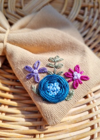 Nakışlı Bej ve Krem Fiyonk Toka - Görsel 3