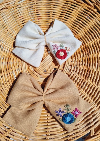 Nakışlı Bej ve Krem Fiyonk Toka - Görsel 2