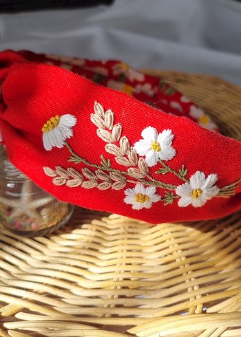 Nakışlı Kırmızı Bohem Saç Tacı - Görsel 3