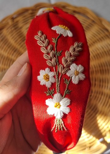 Nakışlı Kırmızı Bohem Saç Tacı - Görsel 2