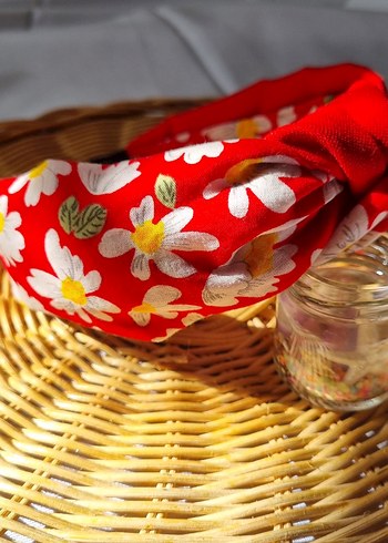 Nakışlı Kırmızı Bohem Saç Tacı - Görsel 5