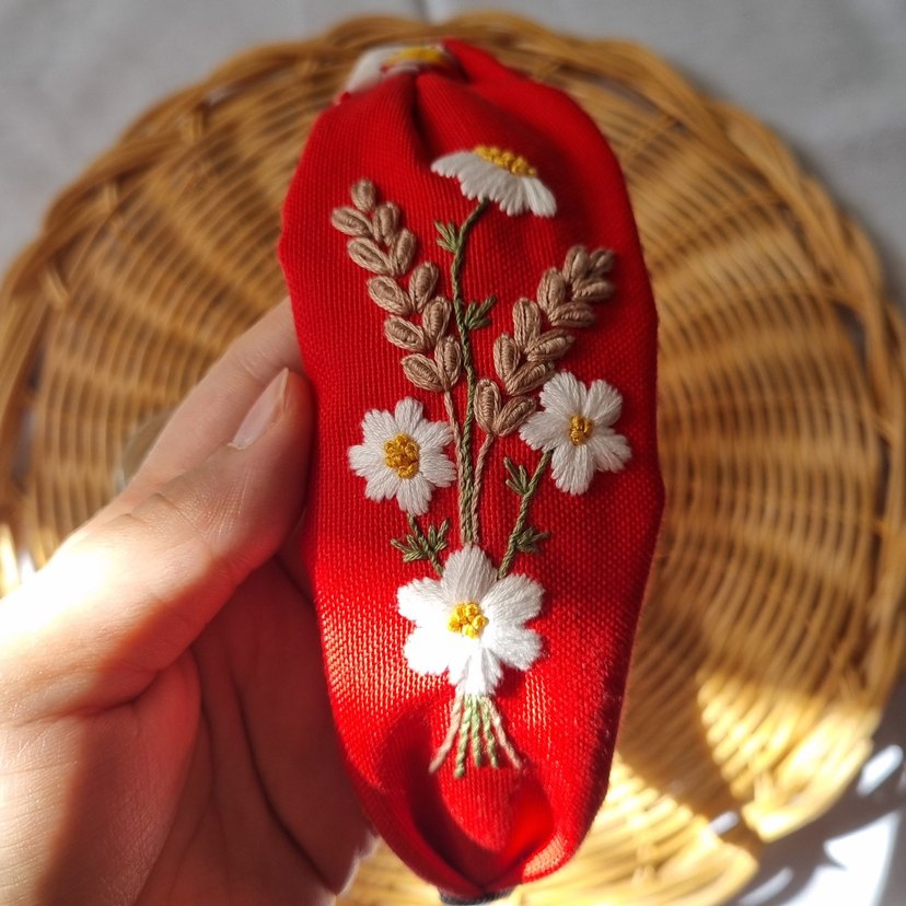 Nakışlı Kırmızı Bohem Saç Tacı - Görsel 2