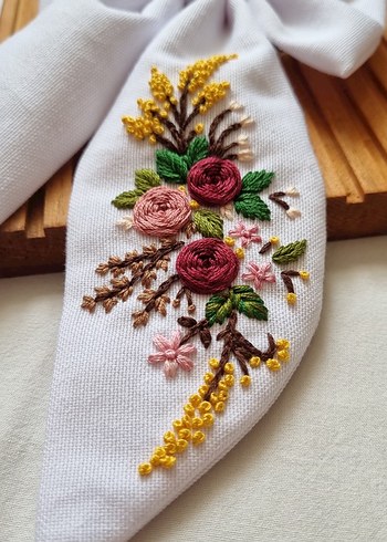 Nakışlı Beyaz Bohem Saç Aksesuarı - Görsel 2