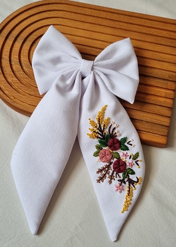 Nakışlı Beyaz Bohem Saç Aksesuarı - Görsel 3