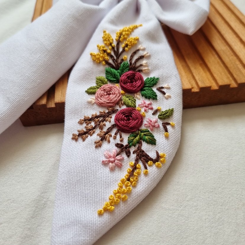 Nakışlı Beyaz Bohem Saç Aksesuarı - Görsel 2