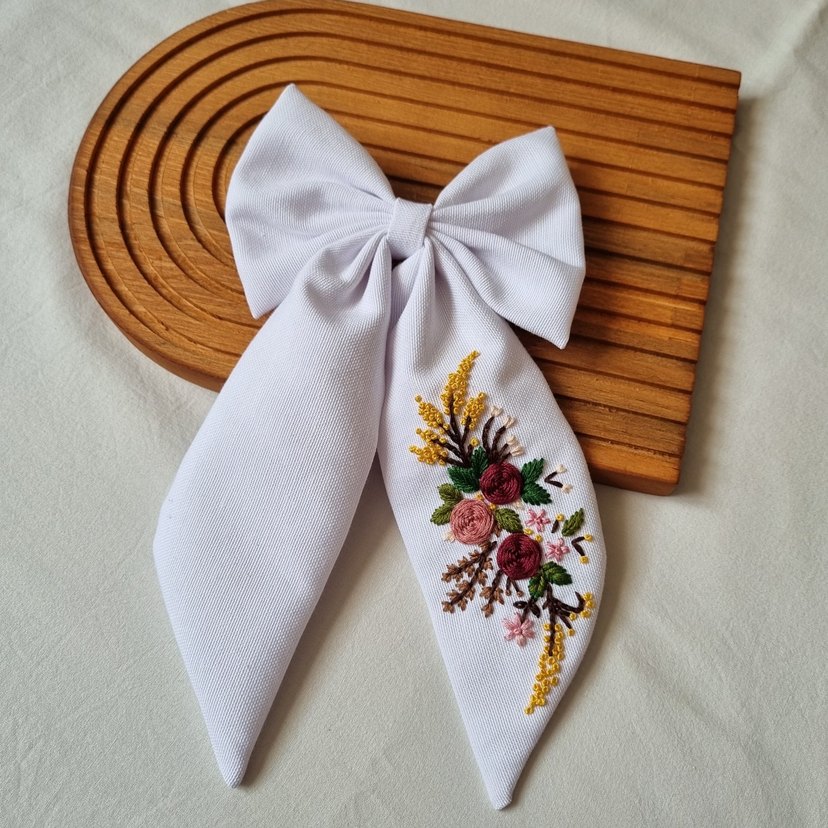 Nakışlı Beyaz Bohem Saç Aksesuarı - Görsel 3