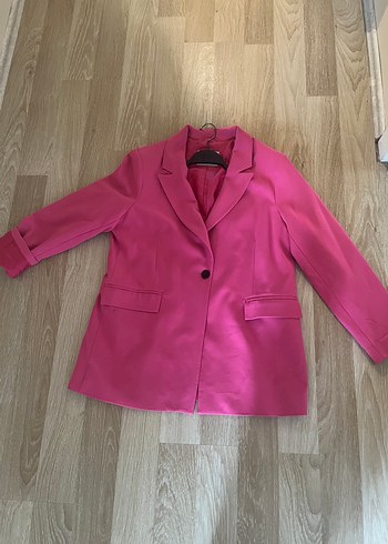 Zara Canli Fusya Tek Dugmeli Blazer Ceket