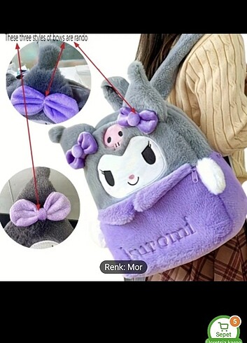 Kuromi peluş çanta 