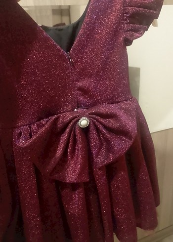 LC Waikiki Parlak Bordo Simli Kız Çocuk Elbisesi
