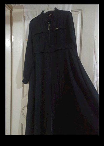 Siyah Uzun Fermuarlı Gotik Kadın ferace