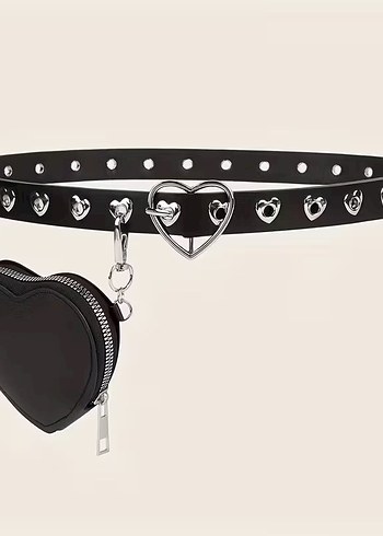 Siyah Deri Gotik Kalp Kemer - Görsel 2