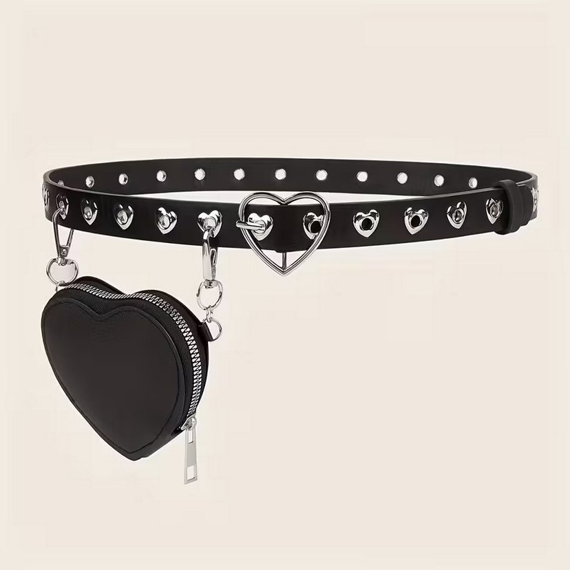 Siyah Deri Gotik Kalp Kemer - Görsel 2