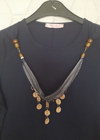 Zincir Detaylı lacivert Uzun Kollu Tunik - Görsel 3