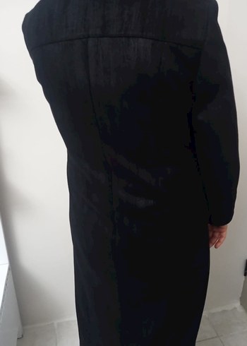 Kadın Siyah Süet Uzun Goth Kaban - Görsel 5